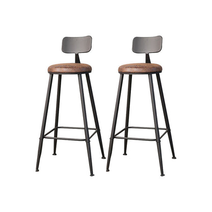 Contemporary Bar Stools Armless Dining Stools with Black Metal Base 2 Piece Set Upholstered Round Clearhalo 'Bar Furniture' 'Bar Stools' 'bar_stools' 'furn' 'furn_bar_stools' 'Furniture' 'Kitchen & Dining Furniture' 7311117