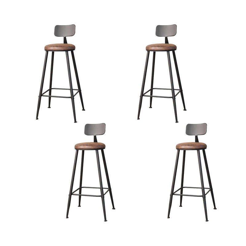 Contemporary Bar Stools Armless Dining Stools with Black Metal Base 4 Piece Set Upholstered Round Clearhalo 'Bar Furniture' 'Bar Stools' 'bar_stools' 'furn' 'furn_bar_stools' 'Furniture' 'Kitchen & Dining Furniture' 7311118