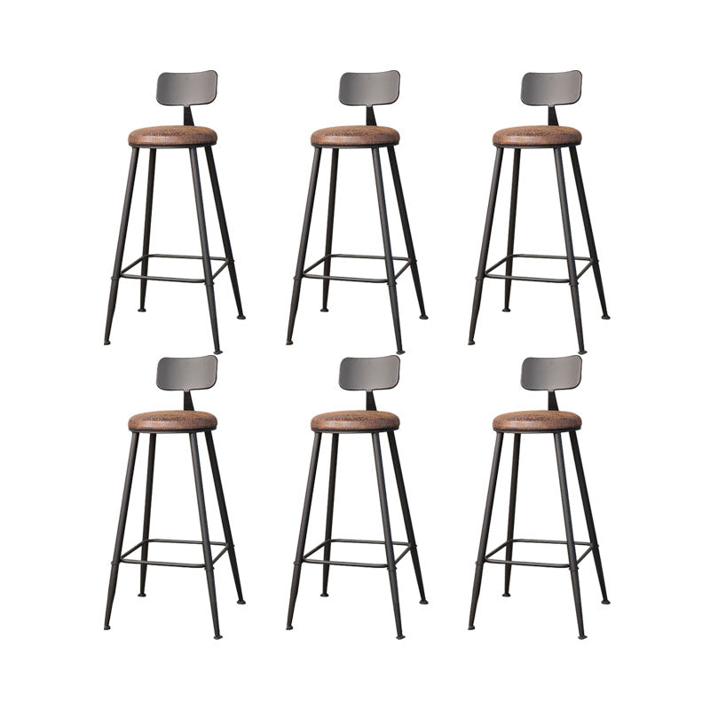 Contemporary Bar Stools Armless Dining Stools with Black Metal Base 6 Piece Set Upholstered Round Clearhalo 'Bar Furniture' 'Bar Stools' 'bar_stools' 'furn' 'furn_bar_stools' 'Furniture' 'Kitchen & Dining Furniture' 7311120