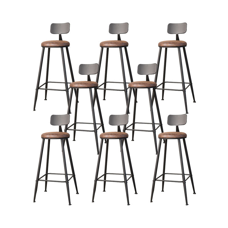 Contemporary Bar Stools Armless Dining Stools with Black Metal Base 8 Piece Set Upholstered Round Clearhalo 'Bar Furniture' 'Bar Stools' 'bar_stools' 'furn' 'furn_bar_stools' 'Furniture' 'Kitchen & Dining Furniture' 7311122