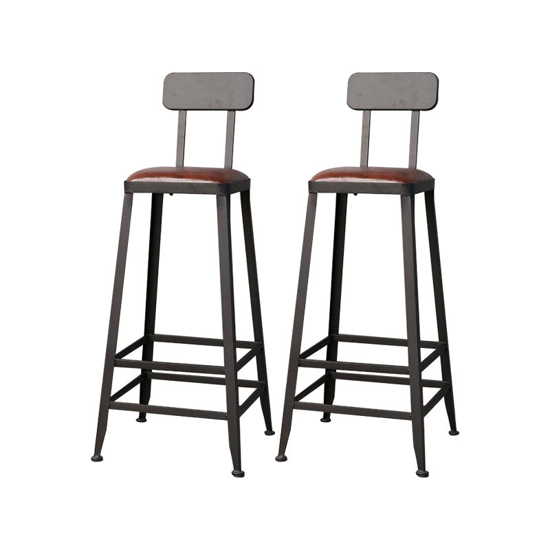 Contemporary Bar Stools Armless Dining Stools with Black Metal Base 2 Piece Set Upholstered Square Clearhalo 'Bar Furniture' 'Bar Stools' 'bar_stools' 'furn' 'furn_bar_stools' 'Furniture' 'Kitchen & Dining Furniture' 7311125