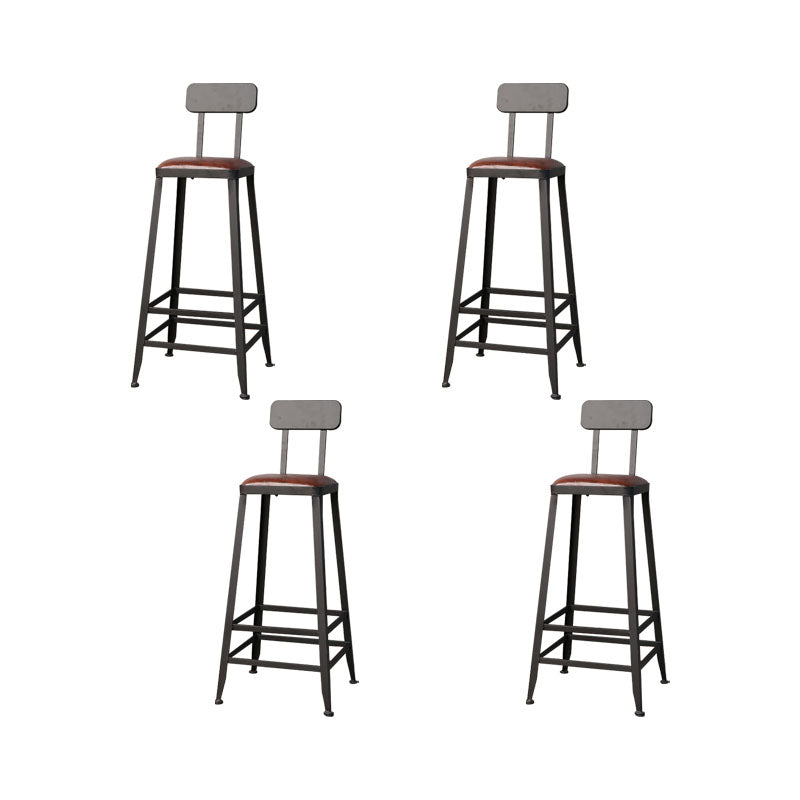 Contemporary Bar Stools Armless Dining Stools with Black Metal Base 4 Piece Set Upholstered Square Clearhalo 'Bar Furniture' 'Bar Stools' 'bar_stools' 'furn' 'furn_bar_stools' 'Furniture' 'Kitchen & Dining Furniture' 7311127