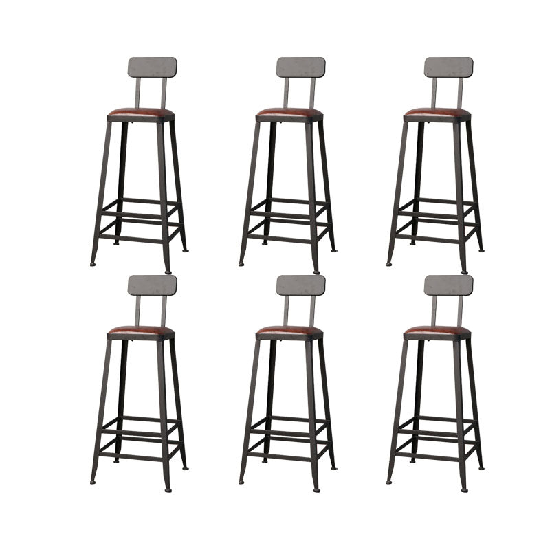 Contemporary Bar Stools Armless Dining Stools with Black Metal Base 6 Piece Set Upholstered Square Clearhalo 'Bar Furniture' 'Bar Stools' 'bar_stools' 'furn' 'furn_bar_stools' 'Furniture' 'Kitchen & Dining Furniture' 7311129