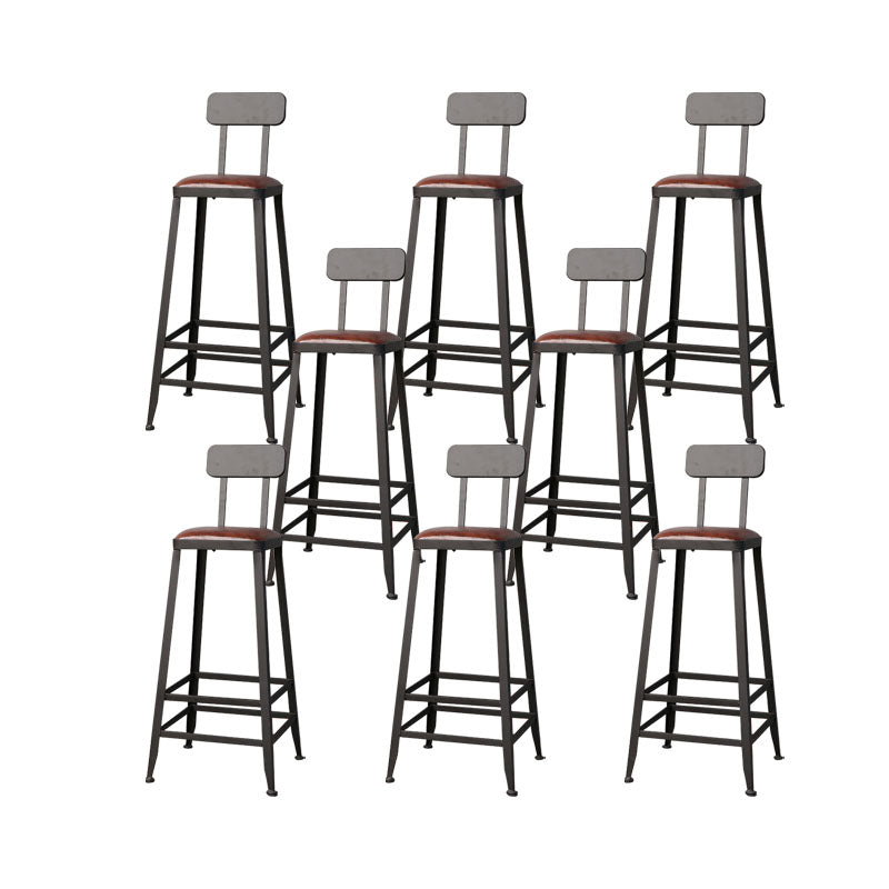 Contemporary Bar Stools Armless Dining Stools with Black Metal Base 8 Piece Set Upholstered Square Clearhalo 'Bar Furniture' 'Bar Stools' 'bar_stools' 'furn' 'furn_bar_stools' 'Furniture' 'Kitchen & Dining Furniture' 7311131