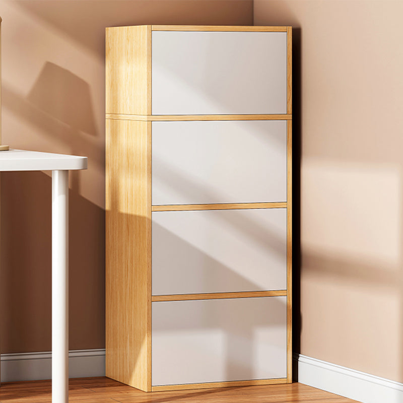 Contemporary Manufactured Wood Accent Cabinet Standard Storage Cabinet 16"L x 9"W x 50"H Natural Wood White Clearhalo 'Cabinets & Chests' 'cabinets_chests' 'furn' 'furn_cabinets_chests' 'Furniture' 'Living Room Furniture' 7311157