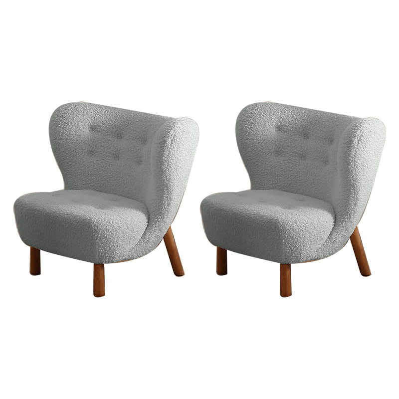 Basic Four Leg Lounge Chair Fixed Back Side Chair for Living Room Grey Flannel 2 Piece Set Clearhalo 'Accent Chairs' 'accent_chairs' 'Chairs & Seating' 'furn' 'furn_accent_chairs' 'Furniture' 'Living Room Furniture' 7311245