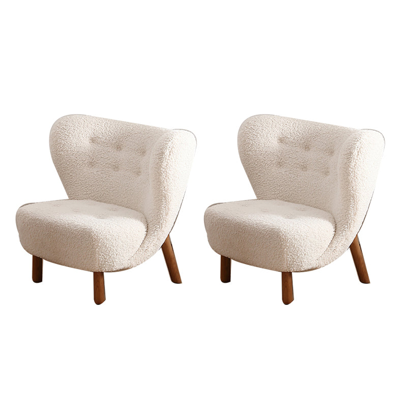 Basic Four Leg Lounge Chair Fixed Back Side Chair for Living Room Off-White Flannel 2 Piece Set Clearhalo 'Accent Chairs' 'accent_chairs' 'Chairs & Seating' 'furn' 'furn_accent_chairs' 'Furniture' 'Living Room Furniture' 7311248