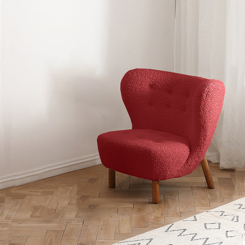 Basic Four Leg Lounge Chair Fixed Back Side Chair for Living Room Red Flannel 1 Piece Clearhalo 'Accent Chairs' 'accent_chairs' 'Chairs & Seating' 'furn' 'furn_accent_chairs' 'Furniture' 'Living Room Furniture' 7311250