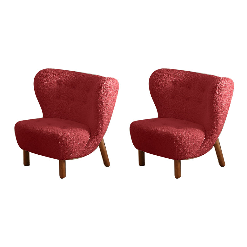 Basic Four Leg Lounge Chair Fixed Back Side Chair for Living Room Red Flannel 2 Piece Set Clearhalo 'Accent Chairs' 'accent_chairs' 'Chairs & Seating' 'furn' 'furn_accent_chairs' 'Furniture' 'Living Room Furniture' 7311253