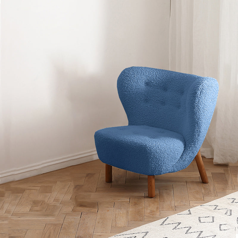 Basic Four Leg Lounge Chair Fixed Back Side Chair for Living Room Blue Flannel 1 Piece Clearhalo 'Accent Chairs' 'accent_chairs' 'Chairs & Seating' 'furn' 'furn_accent_chairs' 'Furniture' 'Living Room Furniture' 7311254