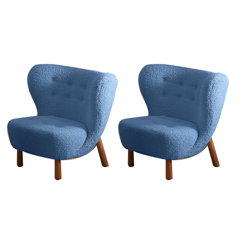 Basic Four Leg Lounge Chair Fixed Back Side Chair for Living Room Blue Flannel 2 Piece Set Clearhalo 'Accent Chairs' 'accent_chairs' 'Chairs & Seating' 'furn' 'furn_accent_chairs' 'Furniture' 'Living Room Furniture' 7311255