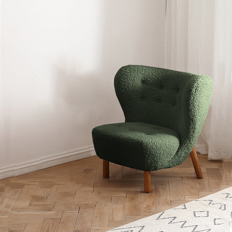 Basic Four Leg Lounge Chair Fixed Back Side Chair for Living Room Blackish Green Flannel 1 Piece Clearhalo 'Accent Chairs' 'accent_chairs' 'Chairs & Seating' 'furn' 'furn_accent_chairs' 'Furniture' 'Living Room Furniture' 7311256