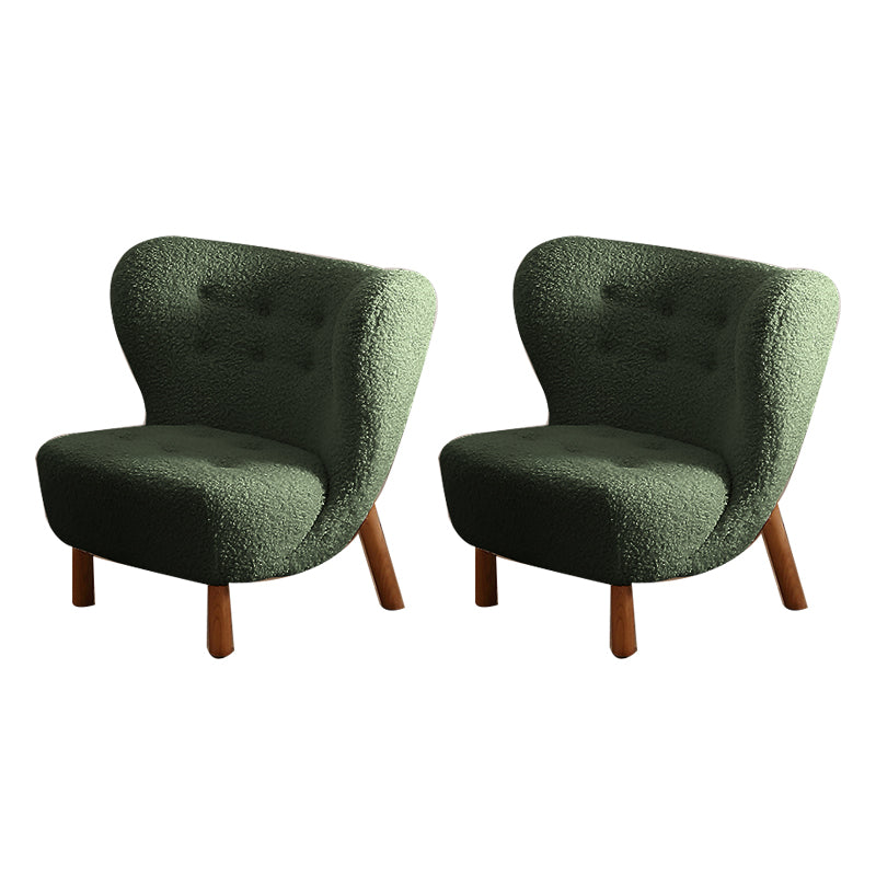 Basic Four Leg Lounge Chair Fixed Back Side Chair for Living Room Blackish Green Flannel 2 Piece Set Clearhalo 'Accent Chairs' 'accent_chairs' 'Chairs & Seating' 'furn' 'furn_accent_chairs' 'Furniture' 'Living Room Furniture' 7311257