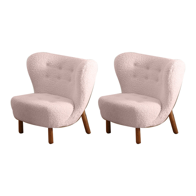 Basic Four Leg Lounge Chair Fixed Back Side Chair for Living Room Pink Flannel 2 Piece Set Clearhalo 'Accent Chairs' 'accent_chairs' 'Chairs & Seating' 'furn' 'furn_accent_chairs' 'Furniture' 'Living Room Furniture' 7311259