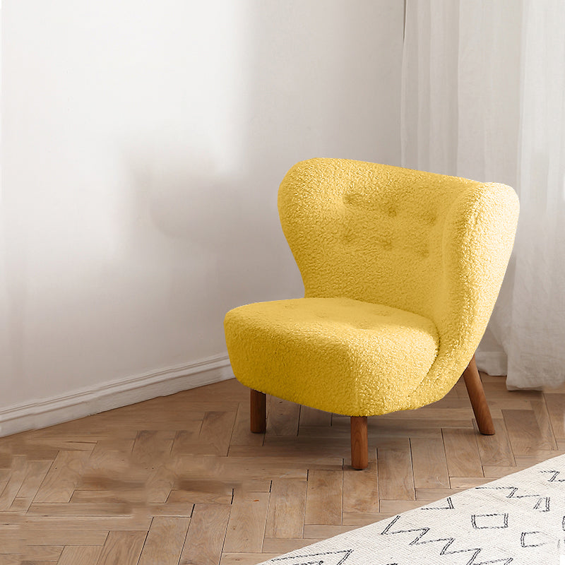 Basic Four Leg Lounge Chair Fixed Back Side Chair for Living Room Yellow Flannel 1 Piece Clearhalo 'Accent Chairs' 'accent_chairs' 'Chairs & Seating' 'furn' 'furn_accent_chairs' 'Furniture' 'Living Room Furniture' 7311260
