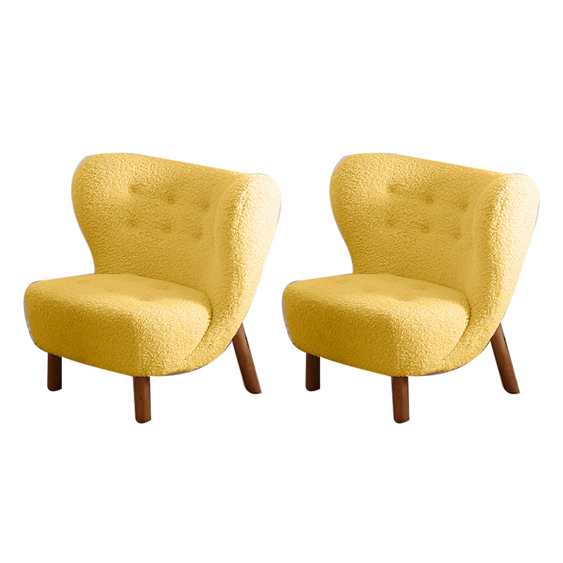 Basic Four Leg Lounge Chair Fixed Back Side Chair for Living Room Yellow Flannel 2 Piece Set Clearhalo 'Accent Chairs' 'accent_chairs' 'Chairs & Seating' 'furn' 'furn_accent_chairs' 'Furniture' 'Living Room Furniture' 7311261