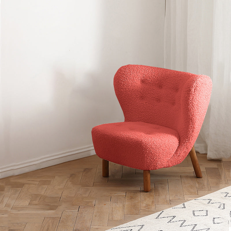 Basic Four Leg Lounge Chair Fixed Back Side Chair for Living Room Burgundy Flannel 1 Piece Clearhalo 'Accent Chairs' 'accent_chairs' 'Chairs & Seating' 'furn' 'furn_accent_chairs' 'Furniture' 'Living Room Furniture' 7311262