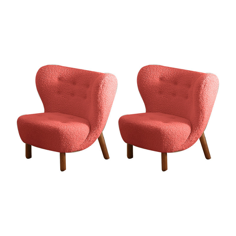 Basic Four Leg Lounge Chair Fixed Back Side Chair for Living Room Burgundy Flannel 2 Piece Set Clearhalo 'Accent Chairs' 'accent_chairs' 'Chairs & Seating' 'furn' 'furn_accent_chairs' 'Furniture' 'Living Room Furniture' 7311263