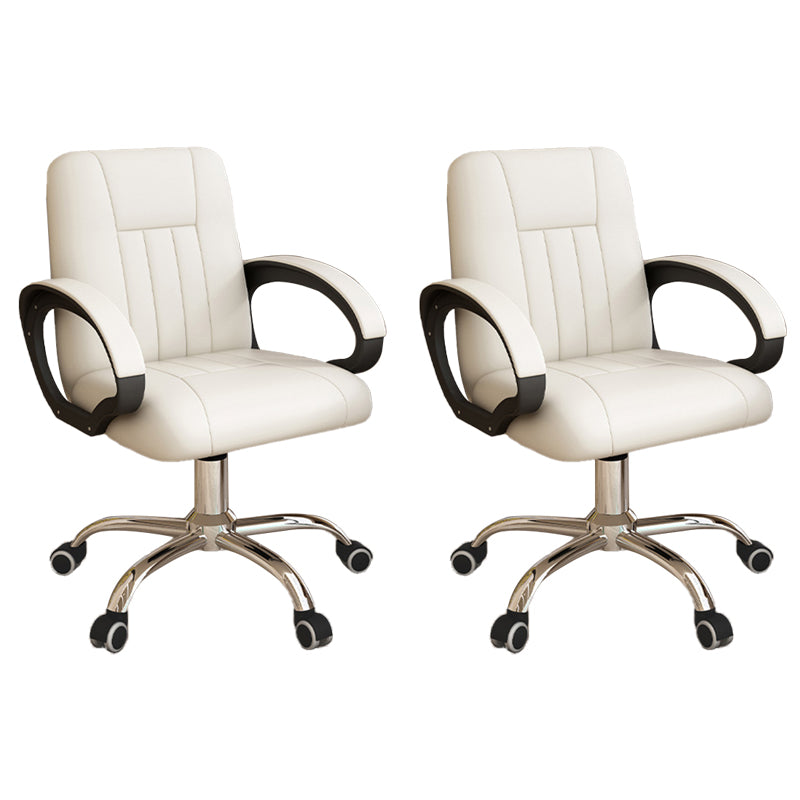 Modern Office Chair Armless Leather Adjustable Seat Height Swivel Chair with Wheels White 2 Piece Set Clearhalo 'furn' 'furn_office_chair' 'Furniture' 'Office Chairs' 'Office Furniture' 'office_chair' 7311443