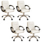 Modern Office Chair Armless Leather Adjustable Seat Height Swivel Chair with Wheels White 4 Piece Set Clearhalo 'furn' 'furn_office_chair' 'Furniture' 'Office Chairs' 'Office Furniture' 'office_chair' 7311444