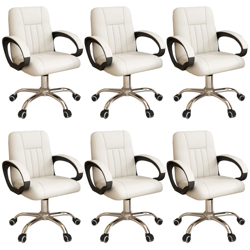 Modern Office Chair Armless Leather Adjustable Seat Height Swivel Chair with Wheels White 6 Piece Set Clearhalo 'furn' 'furn_office_chair' 'Furniture' 'Office Chairs' 'Office Furniture' 'office_chair' 7311447