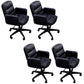 Modern Office Chair Armless Leather Adjustable Seat Height Swivel Chair with Wheels Black 4 Piece Set Clearhalo 'furn' 'furn_office_chair' 'Furniture' 'Office Chairs' 'Office Furniture' 'office_chair' 7311454