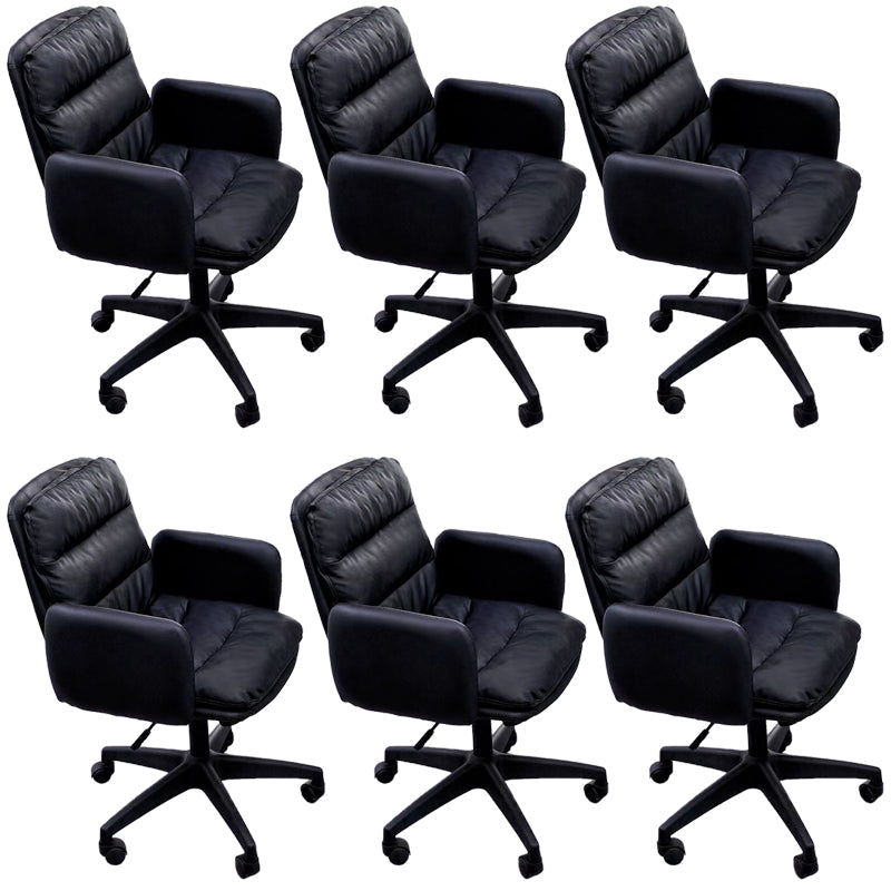 Modern Office Chair Armless Leather Adjustable Seat Height Swivel Chair with Wheels Black 6 Piece Set Clearhalo 'furn' 'furn_office_chair' 'Furniture' 'Office Chairs' 'Office Furniture' 'office_chair' 7311455