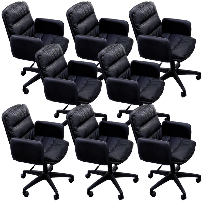 Modern Office Chair Armless Leather Adjustable Seat Height Swivel Chair with Wheels Black 8 Piece Set Clearhalo 'furn' 'furn_office_chair' 'Furniture' 'Office Chairs' 'Office Furniture' 'office_chair' 7311457