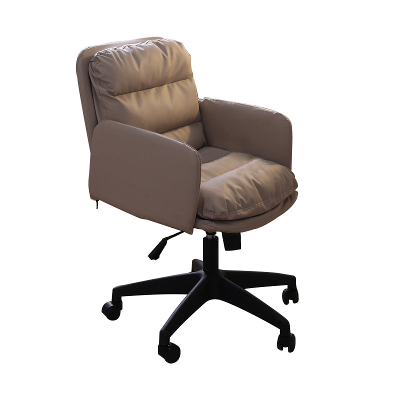Modern Office Chair Armless Leather Adjustable Seat Height Swivel Chair with Wheels Light Coffee 1 Piece Clearhalo 'furn' 'furn_office_chair' 'Furniture' 'Office Chairs' 'Office Furniture' 'office_chair' 7311458