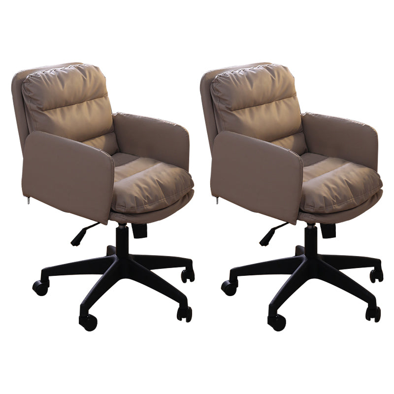 Modern Office Chair Armless Leather Adjustable Seat Height Swivel Chair with Wheels Light Coffee 2 Piece Set Clearhalo 'furn' 'furn_office_chair' 'Furniture' 'Office Chairs' 'Office Furniture' 'office_chair' 7311459