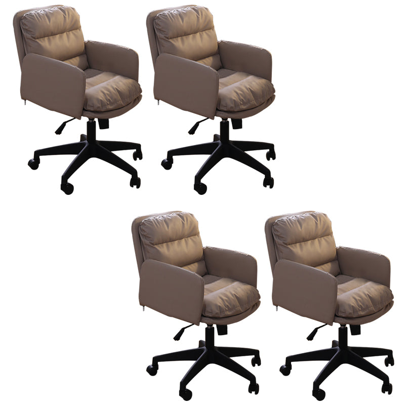 Modern Office Chair Armless Leather Adjustable Seat Height Swivel Chair with Wheels Light Coffee 4 Piece Set Clearhalo 'furn' 'furn_office_chair' 'Furniture' 'Office Chairs' 'Office Furniture' 'office_chair' 7311460