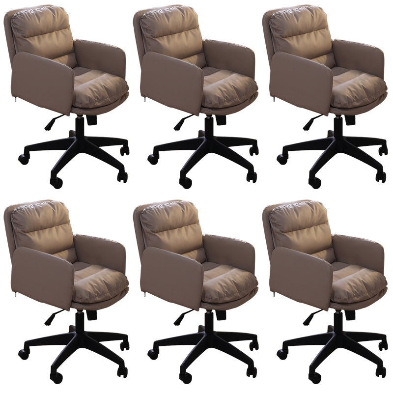 Modern Office Chair Armless Leather Adjustable Seat Height Swivel Chair with Wheels Light Coffee 6 Piece Set Clearhalo 'furn' 'furn_office_chair' 'Furniture' 'Office Chairs' 'Office Furniture' 'office_chair' 7311461