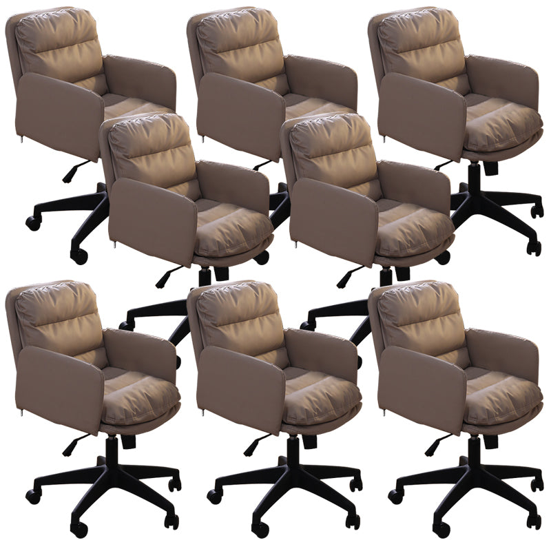Modern Office Chair Armless Leather Adjustable Seat Height Swivel Chair with Wheels Light Coffee 8 Piece Set Clearhalo 'furn' 'furn_office_chair' 'Furniture' 'Office Chairs' 'Office Furniture' 'office_chair' 7311462