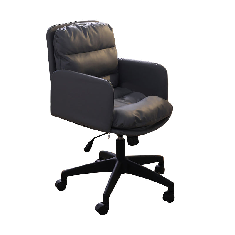 Modern Office Chair Armless Leather Adjustable Seat Height Swivel Chair with Wheels Grey 1 Piece Clearhalo 'furn' 'furn_office_chair' 'Furniture' 'Office Chairs' 'Office Furniture' 'office_chair' 7311463