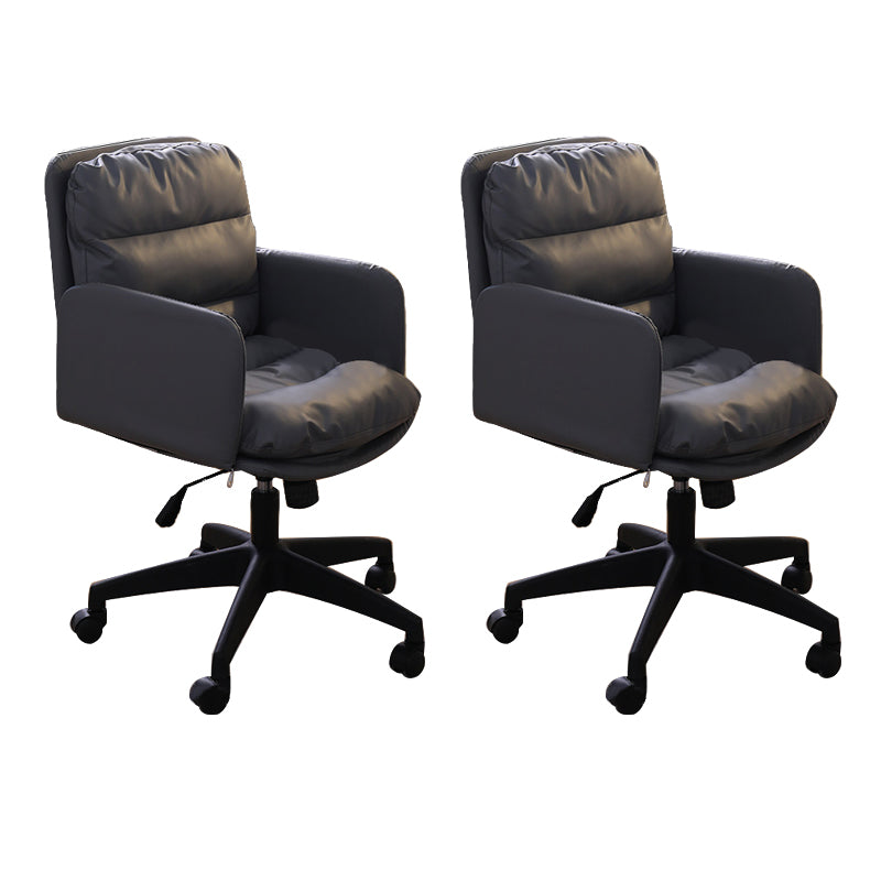 Modern Office Chair Armless Leather Adjustable Seat Height Swivel Chair with Wheels Grey 2 Piece Set Clearhalo 'furn' 'furn_office_chair' 'Furniture' 'Office Chairs' 'Office Furniture' 'office_chair' 7311464