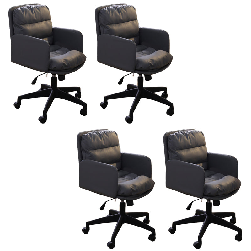 Modern Office Chair Armless Leather Adjustable Seat Height Swivel Chair with Wheels Grey 4 Piece Set Clearhalo 'furn' 'furn_office_chair' 'Furniture' 'Office Chairs' 'Office Furniture' 'office_chair' 7311465