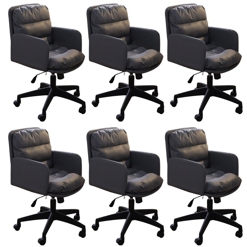 Modern Office Chair Armless Leather Adjustable Seat Height Swivel Chair with Wheels Grey 6 Piece Set Clearhalo 'furn' 'furn_office_chair' 'Furniture' 'Office Chairs' 'Office Furniture' 'office_chair' 7311466