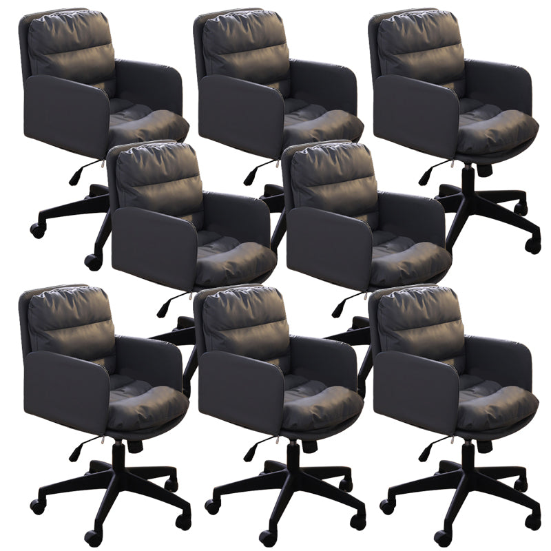 Modern Office Chair Armless Leather Adjustable Seat Height Swivel Chair with Wheels Grey 8 Piece Set Clearhalo 'furn' 'furn_office_chair' 'Furniture' 'Office Chairs' 'Office Furniture' 'office_chair' 7311467
