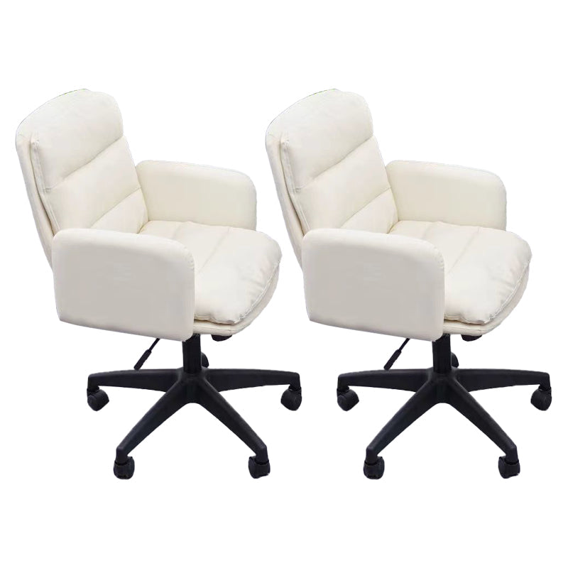 Modern Office Chair Armless Leather Adjustable Seat Height Swivel Chair with Wheels Off-White 2 Piece Set Clearhalo 'furn' 'furn_office_chair' 'Furniture' 'Office Chairs' 'Office Furniture' 'office_chair' 7311468
