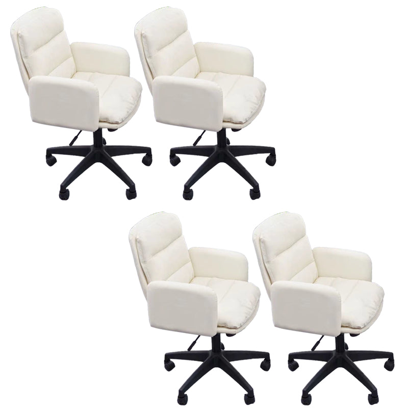 Modern Office Chair Armless Leather Adjustable Seat Height Swivel Chair with Wheels Off-White 4 Piece Set Clearhalo 'furn' 'furn_office_chair' 'Furniture' 'Office Chairs' 'Office Furniture' 'office_chair' 7311469