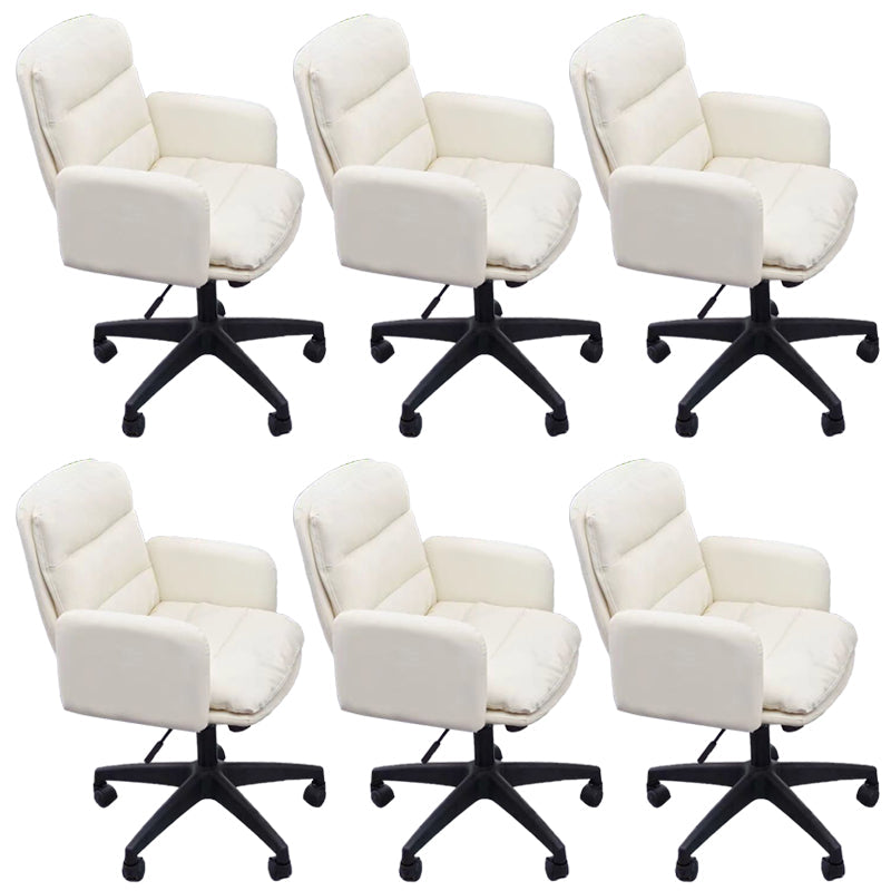 Modern Office Chair Armless Leather Adjustable Seat Height Swivel Chair with Wheels Off-White 6 Piece Set Clearhalo 'furn' 'furn_office_chair' 'Furniture' 'Office Chairs' 'Office Furniture' 'office_chair' 7311470