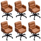Modern Office Chair Armless Leather Adjustable Seat Height Swivel Chair with Wheels Brown 6 Piece Set Clearhalo 'furn' 'furn_office_chair' 'Furniture' 'Office Chairs' 'Office Furniture' 'office_chair' 7311474