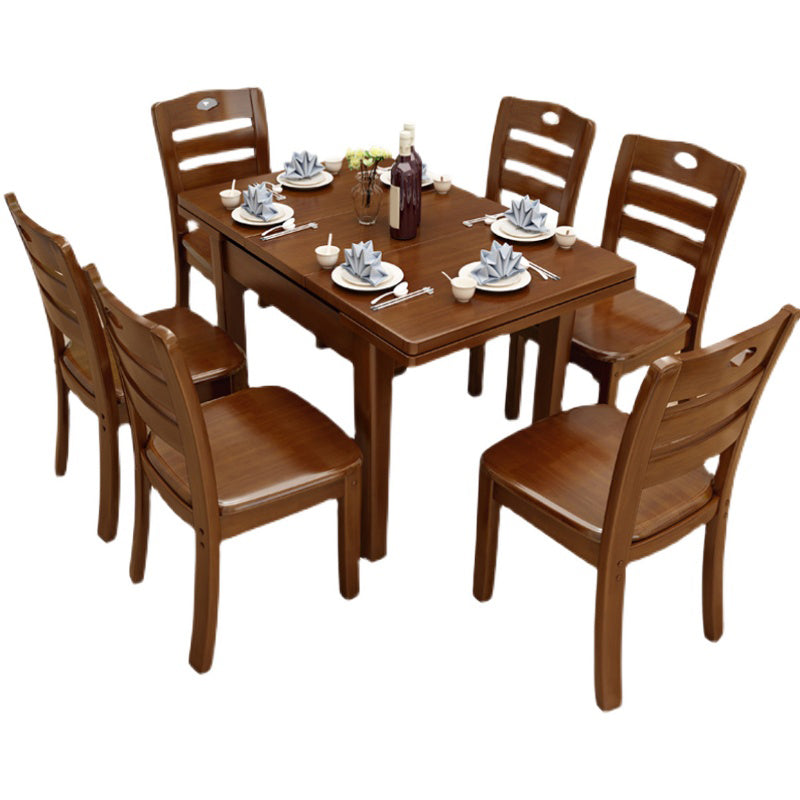 Modern Style Solid Wood Furniture 5/7 Pcs Rectangle Dinette Table with Armless Chair Clearhalo 'Dining Room Sets' 'Dining Tables & Seating' 'dining_room_set' 'furn' 'furn_dining_room_set' 'Furniture' 'Kitchen & Dining Furniture' 7311505
