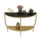 Glam Half Moon Accent Table Iron Sofa Console Table for Hall