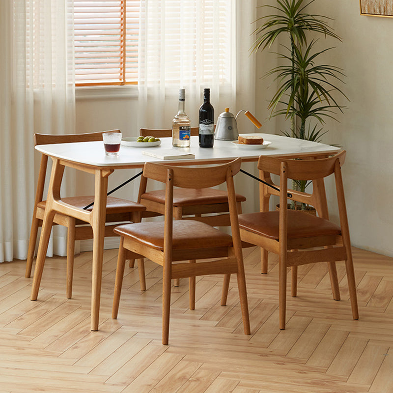 Modern Dining Table Set 1/3/4/5 Pieces with Wood Base Kitchen Furniture Set 5 Pieces: Table, 4 Chairs Clearhalo 'Dining Room Sets' 'Dining Tables & Seating' 'dining_room_set' 'furn' 'furn_dining_room_set' 'Furniture' 'Kitchen & Dining Furniture' 7311824
