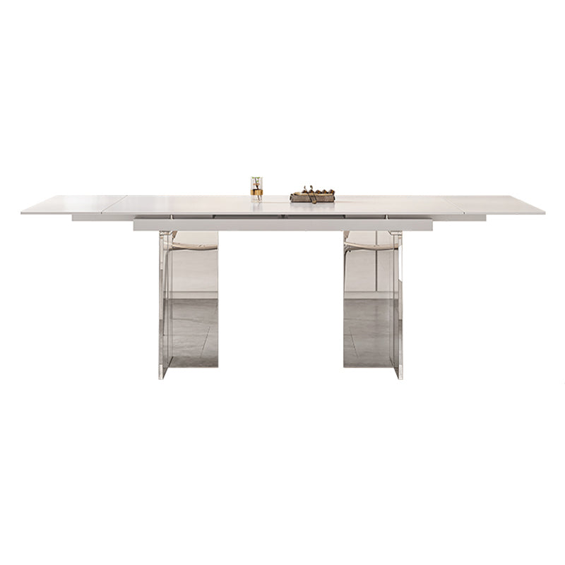 White Dining Table Set 1/4/5/7 Pieces with Acrylic Base Kitchen Furniture Set Clearhalo 'Dining Room Sets' 'Dining Tables & Seating' 'dining_room_set' 'furn' 'furn_dining_room_set' 'Furniture' 'Kitchen & Dining Furniture' 7311857