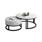 Oval White Coffee Table 2 Legs Slate Coffee Table with Metal Legs 31.5"L x 31.5"W x 18"H + 24"L x 24"W x 15"H Clearhalo 'Coffee & Accent Tables' 'Coffee Tables' 'coffee_tables' 'furn' 'furn_coffee_tables' 'Furniture' 'Living Room Furniture' 7311915