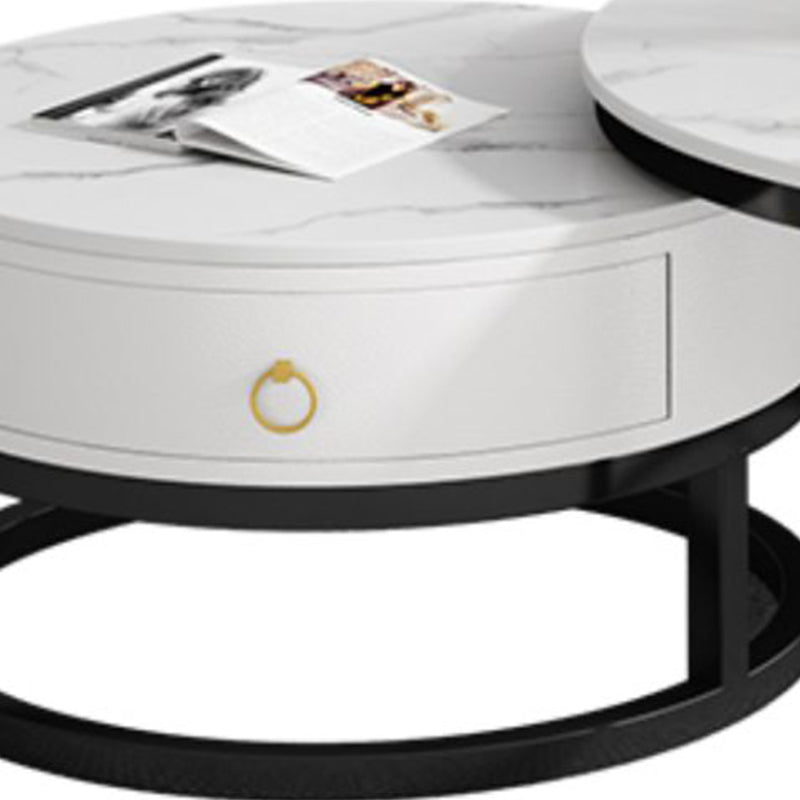Oval White Coffee Table 2 Legs Slate Coffee Table with Metal Legs Clearhalo 'Coffee & Accent Tables' 'Coffee Tables' 'coffee_tables' 'furn' 'furn_coffee_tables' 'Furniture' 'Living Room Furniture' 7311921