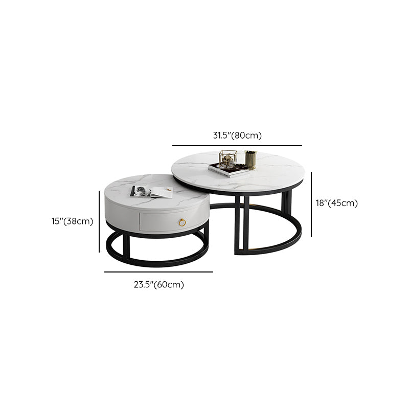Oval White Coffee Table 2 Legs Slate Coffee Table with Metal Legs Clearhalo 'Coffee & Accent Tables' 'Coffee Tables' 'coffee_tables' 'furn' 'furn_coffee_tables' 'Furniture' 'Living Room Furniture' 7311925