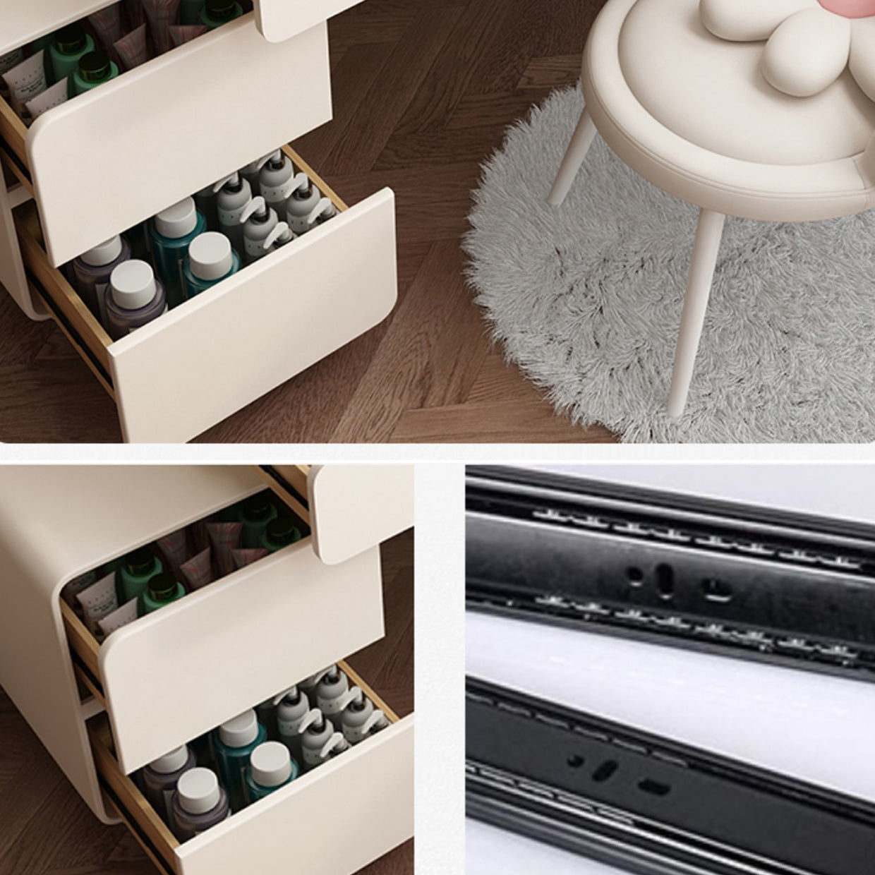 Contemporary Dressing Table Bedroom Wood Lighted Mirror Make-up Vanity